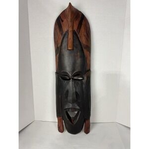 Vintage African Tribal Mask Hand Carved in Kenya 24 inches